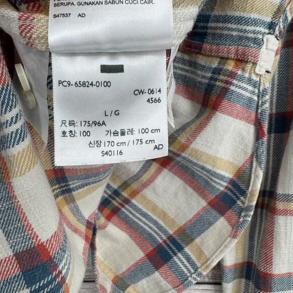 Levis Sunset 1 Pocket Canvas Button Down Shirt Mens L Blue Pink White Slim Fit - Picture 9 of 11